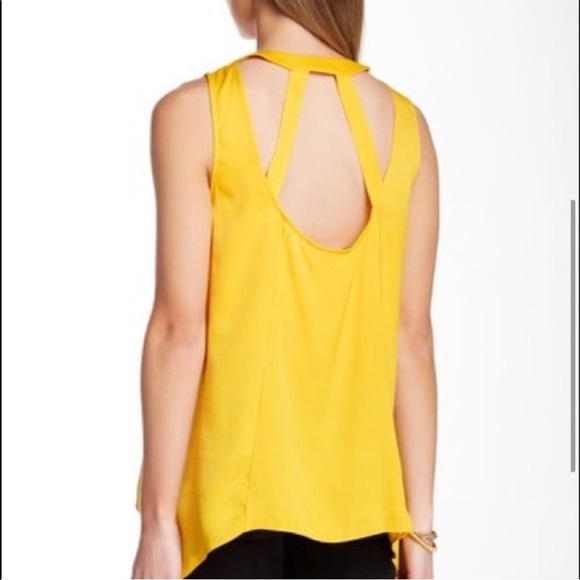 BCBGMAXAZRIA Tiiu Sharkbite Yellow Tank Silk Top - Picture 4 of 5